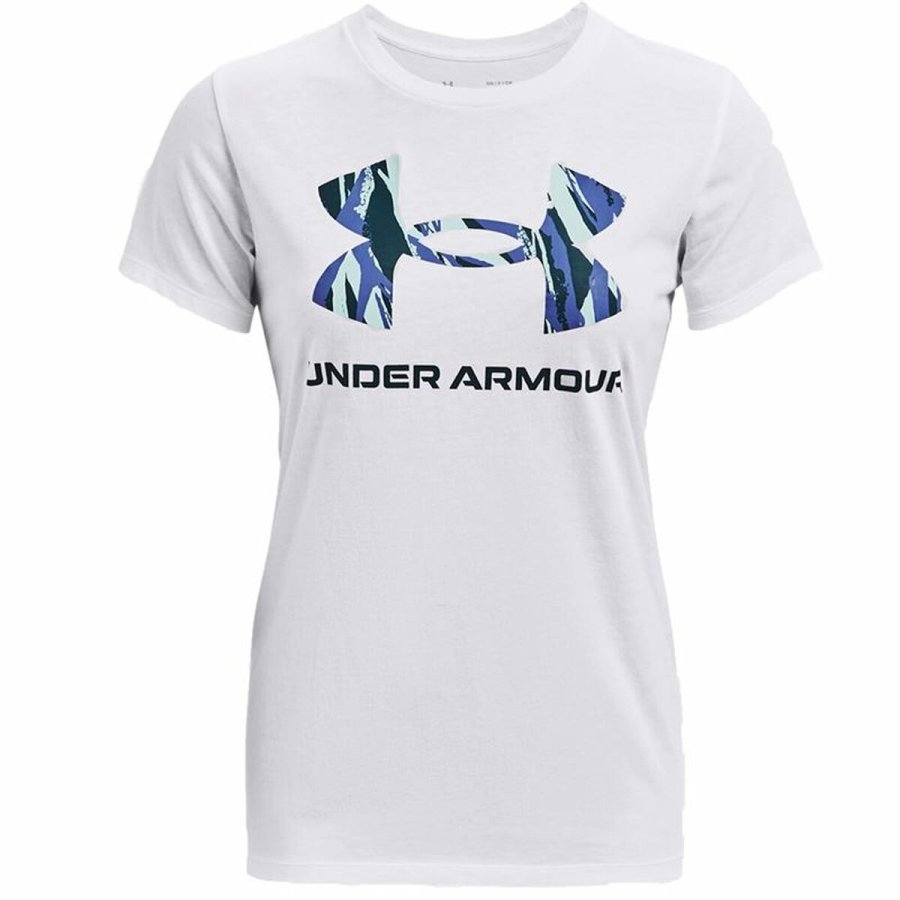 Kortrmet T-shirt til Kvinder Under Armour Graphic Hvid #1