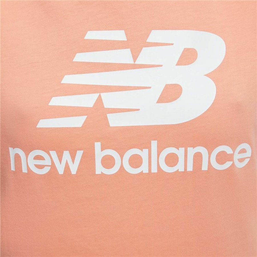 Kortrmet T-shirt til Kvinder New Balance Essentials Stacked Pink #3