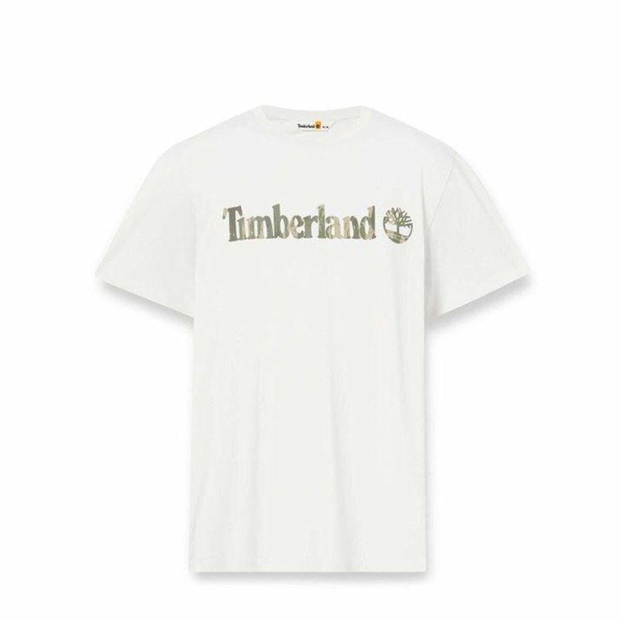 Kortrmet T-shirt til Mnd Timberland Kennebec River Camo Linear Logo Hvid #2
