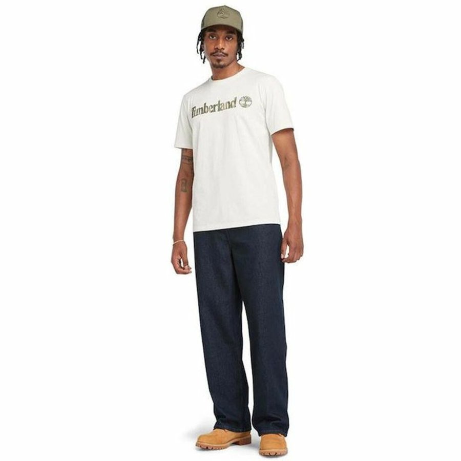 Kortrmet T-shirt til Mnd Timberland Kennebec River Camo Linear Logo Hvid #3