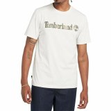 Kortrmet T-shirt til Mnd Timberland Kennebec River Camo Linear Logo Hvid #5