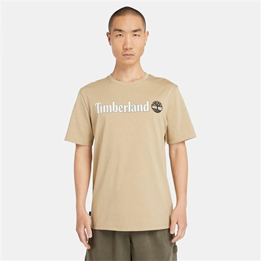 Kortrmet T-shirt til Mnd Timberland Kennebec River Linear Logo Lys brun #2