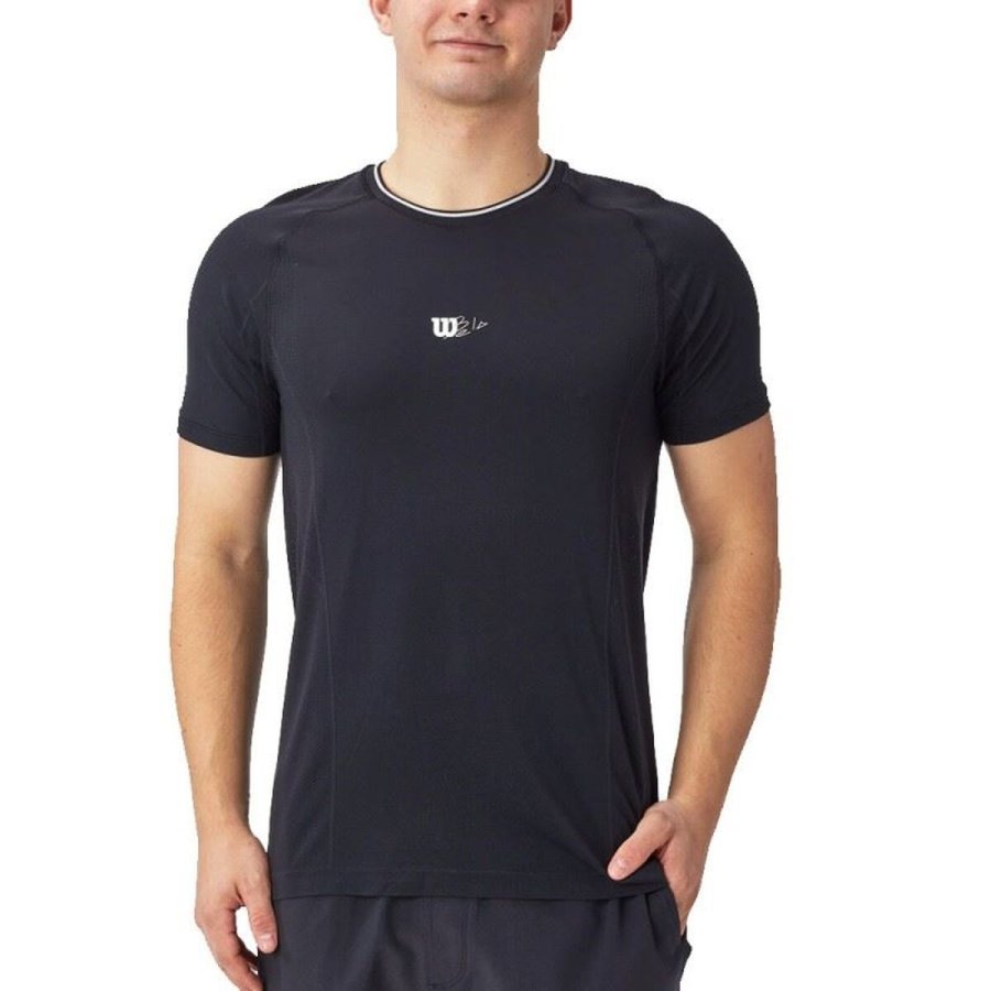 Kort�rmet T-shirt til M�nd Wilson Wilson Team Seamless Crew Sort Padel #1
