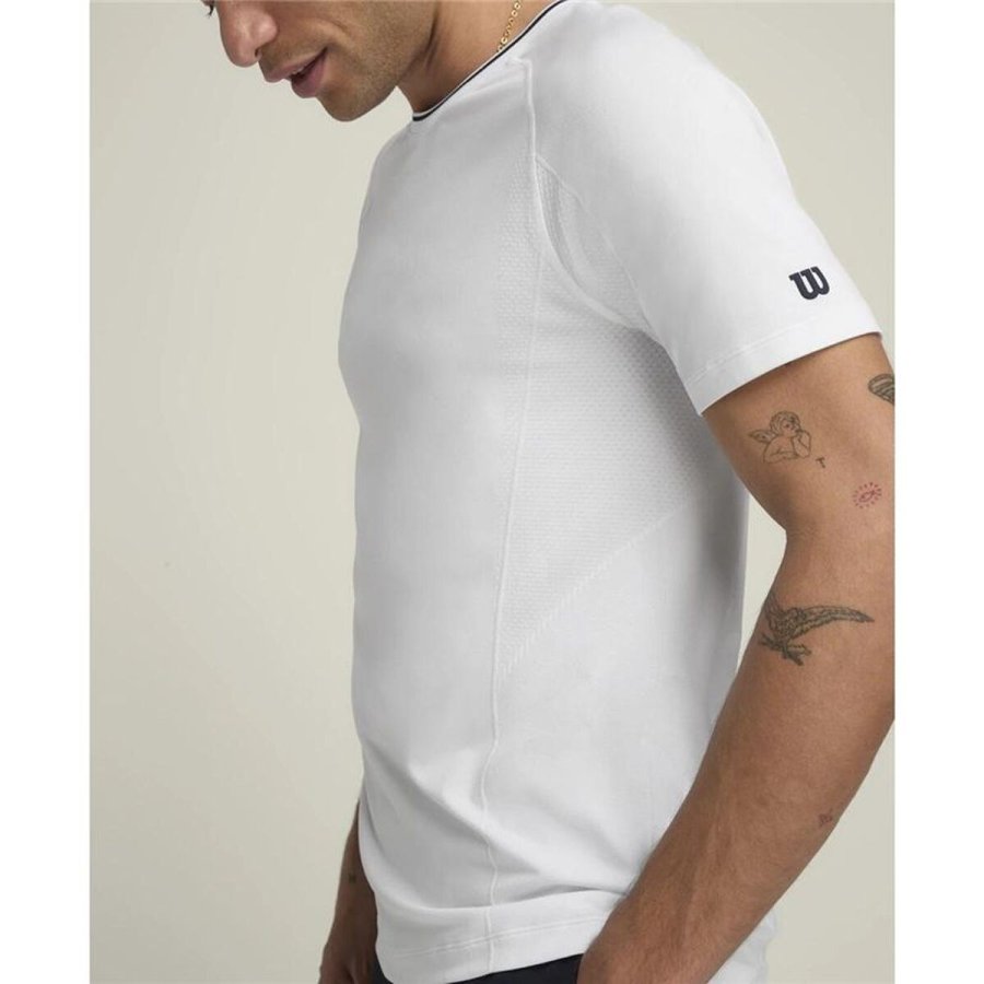 Kort�rmet T-shirt til M�nd Wilson Wilson Team Seamless Crew Hvid Padel #5