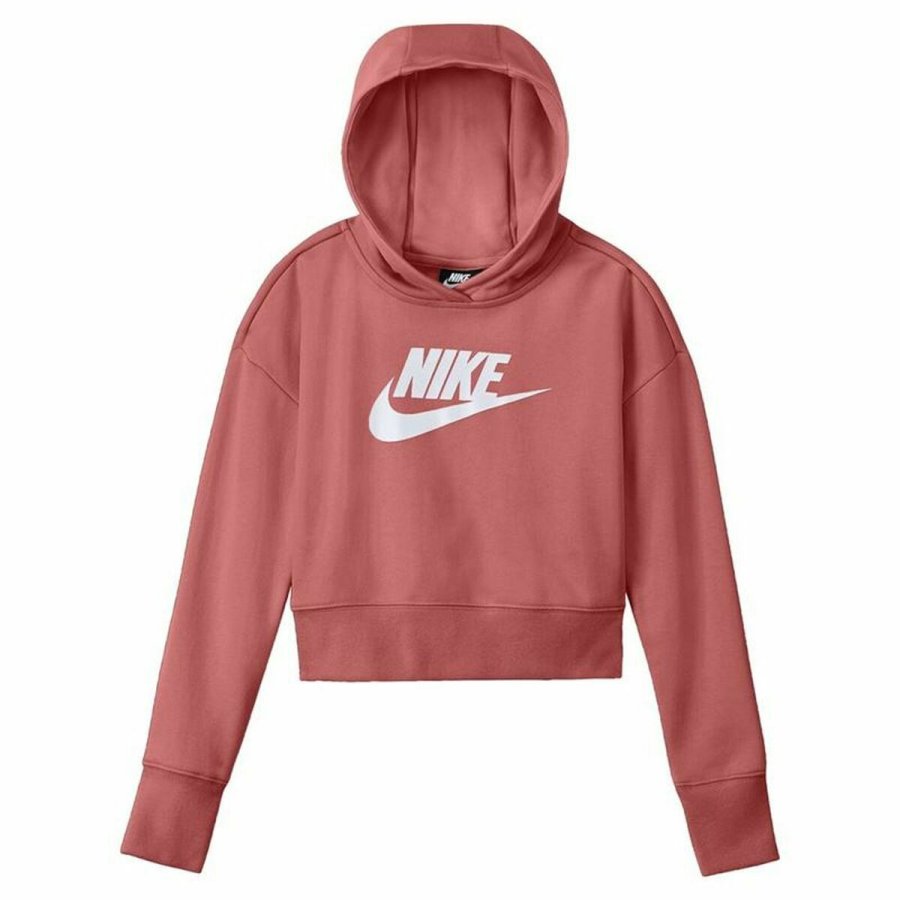 Sweatshirt med h�tte til piger Nike Club Girls Laksefarvet #1