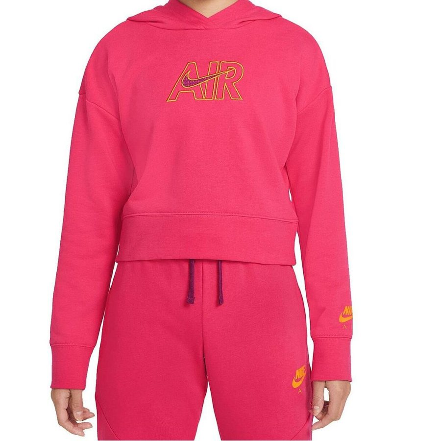 Sweatshirt med h�tte til piger  CROP HOODIE  Nike DM8372 666  Pink #1
