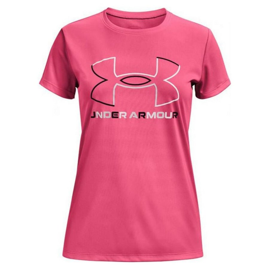 Kortrmet T-shirt til Kvinder Under Armour Big Logo Pink #1