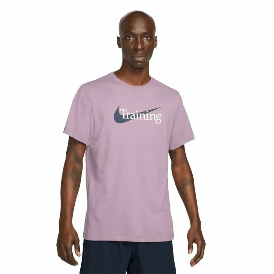 Kort�rmet T-shirt til M�nd Nike Dri-Fit Blomme #1