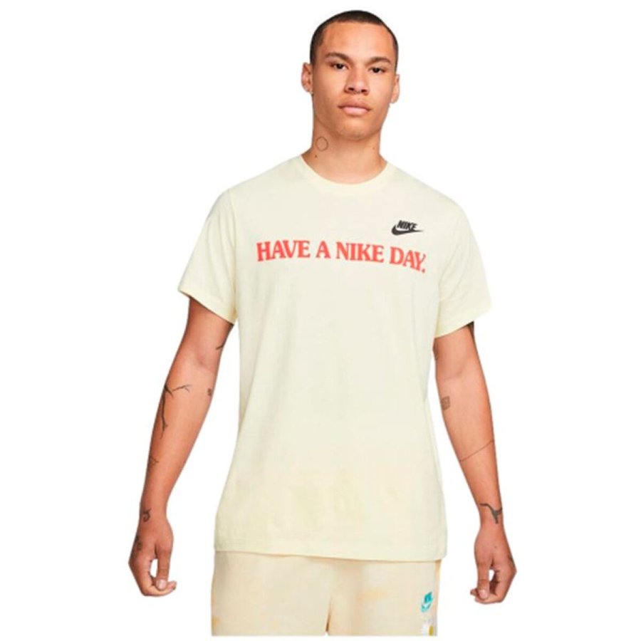 Kort�rmet T-shirt til M�nd Nike Have A Nice Day Beige #1