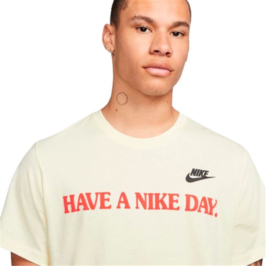 Kort�rmet T-shirt til M�nd Nike Have A Nice Day Beige #3