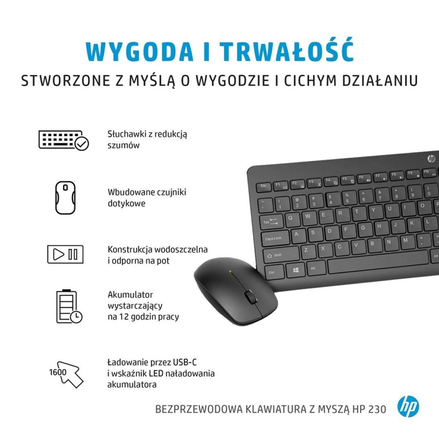 Tastatur og mus HP 3L1F0AA Azerty Fransk Hvid Sort #6