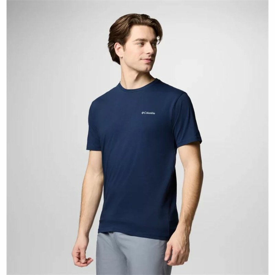 Kort�rmet T-shirt til M�nd Columbia North Cascades Sleeve M�rkebl� #3