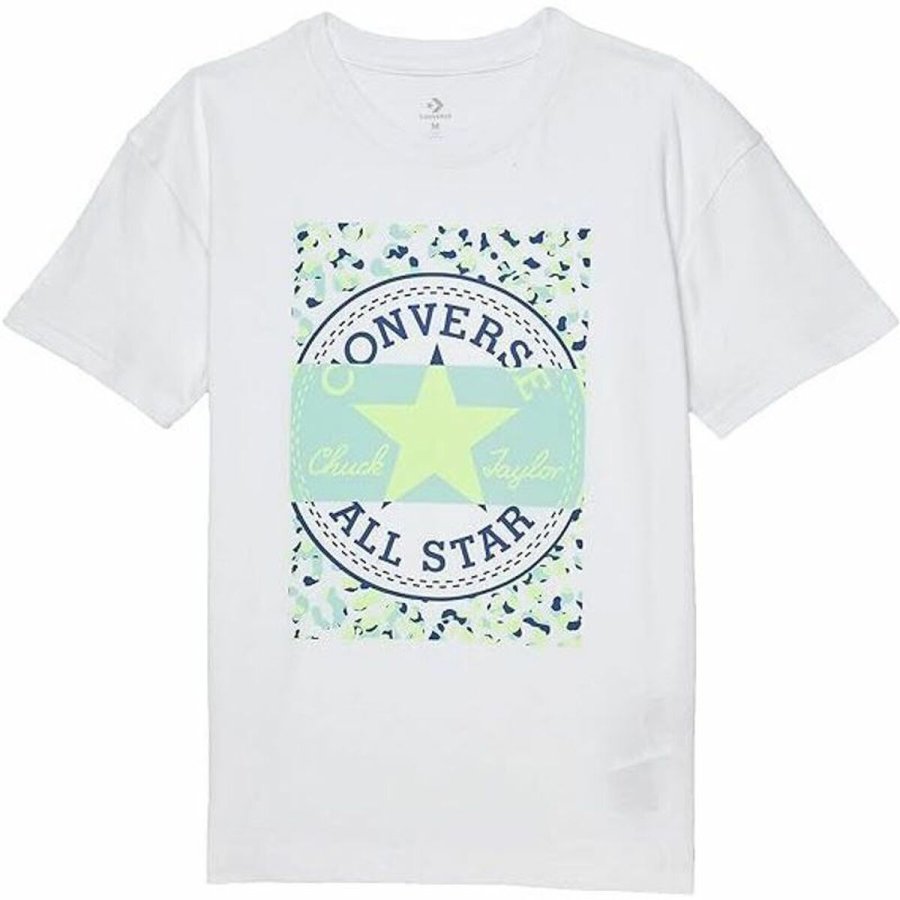 Brne Kortrmet T-shirt Converse Boyfriend Graphicrt Hvid #2