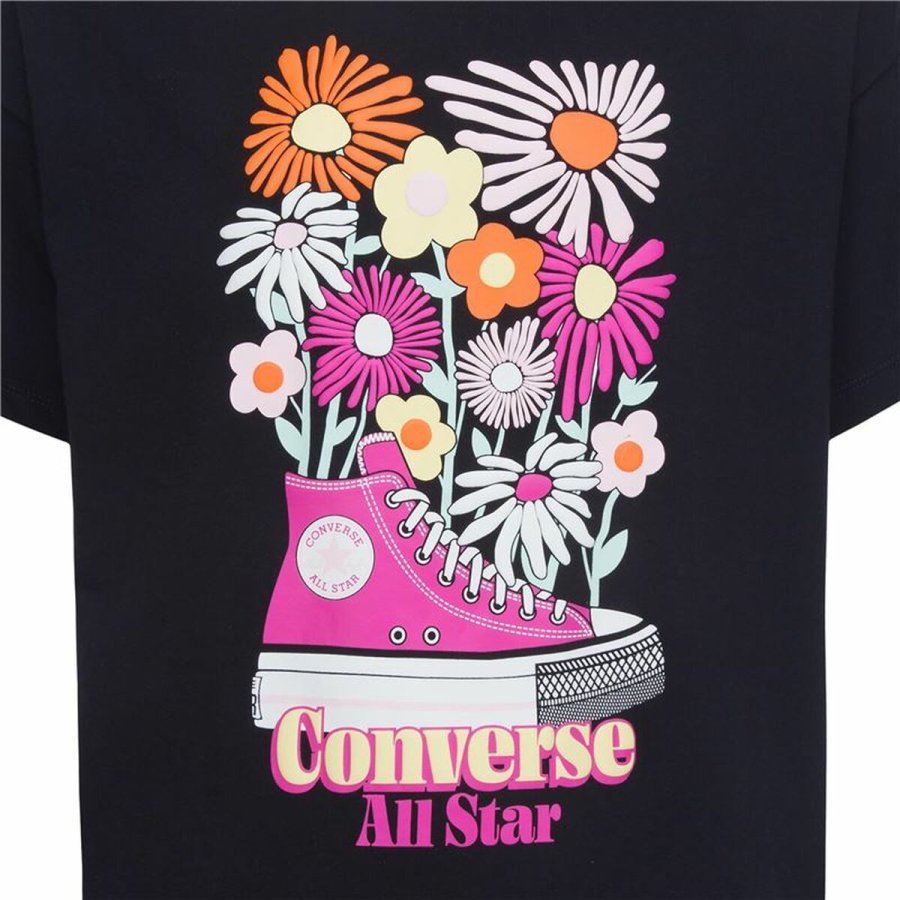 B�rne Kort�rmet T-shirt Converse Boyfriend Graphicrt Sort #4