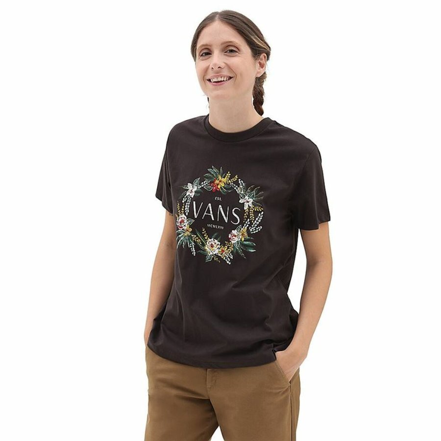 Kort�rmet T-shirt til Kvinder Vans Wreath Of Flowers Bff Tee-B #1