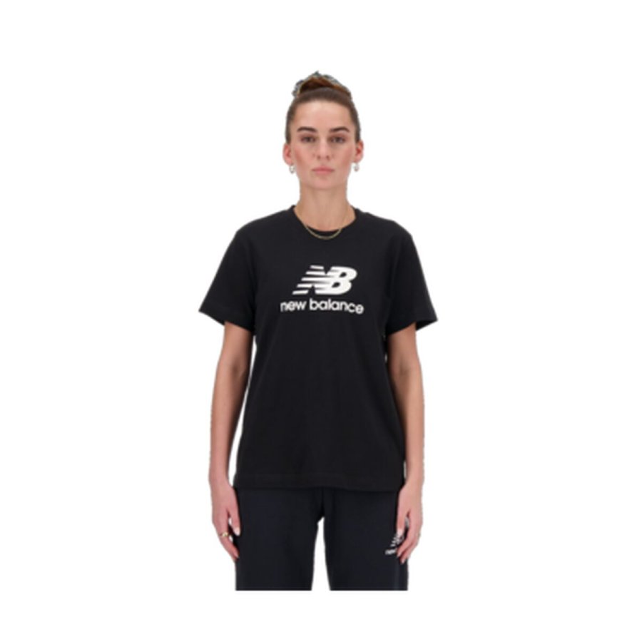 Kort�rmet T-shirt til Kvinder New Balance SPORT ESSENTIALS JERSEY LOGO WT41502 Sort (XS) #1