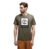 Kort�rmet T-shirt til M�nd Timberland Stack Logo Oliven #1