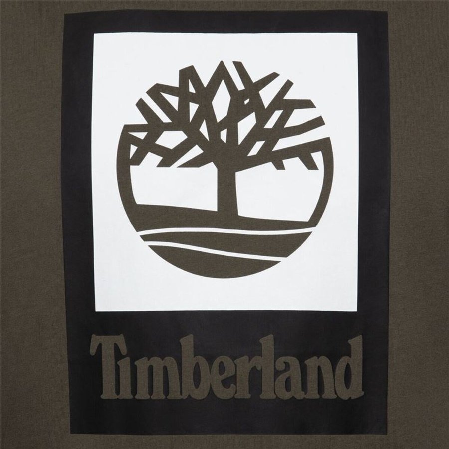 Kort�rmet T-shirt til M�nd Timberland Stack Logo Oliven #2