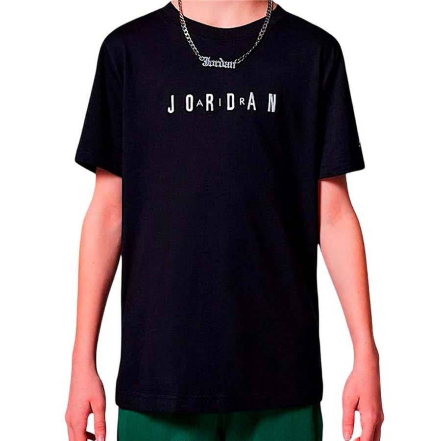 B�rne Kort�rmet T-shirt Jordan Mj Wordmark Emb Crew Sort #1
