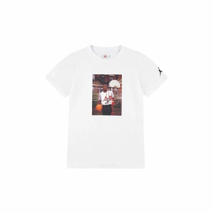 Kortrmet T-shirt til Brn Jordan Jdb Mj Brand Photo Ss Crew Hvid #1
