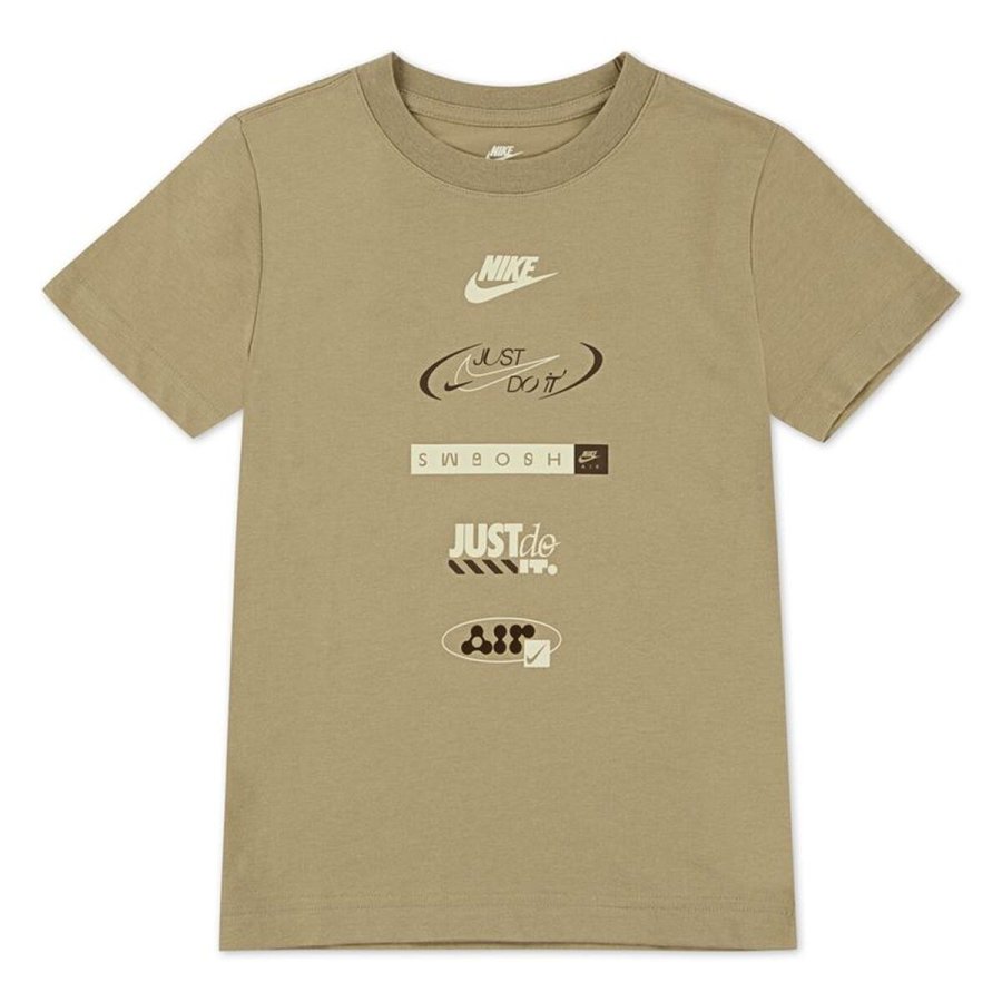 B�rne Kort�rmet T-shirt Nike Brandmark Stack Beige #1