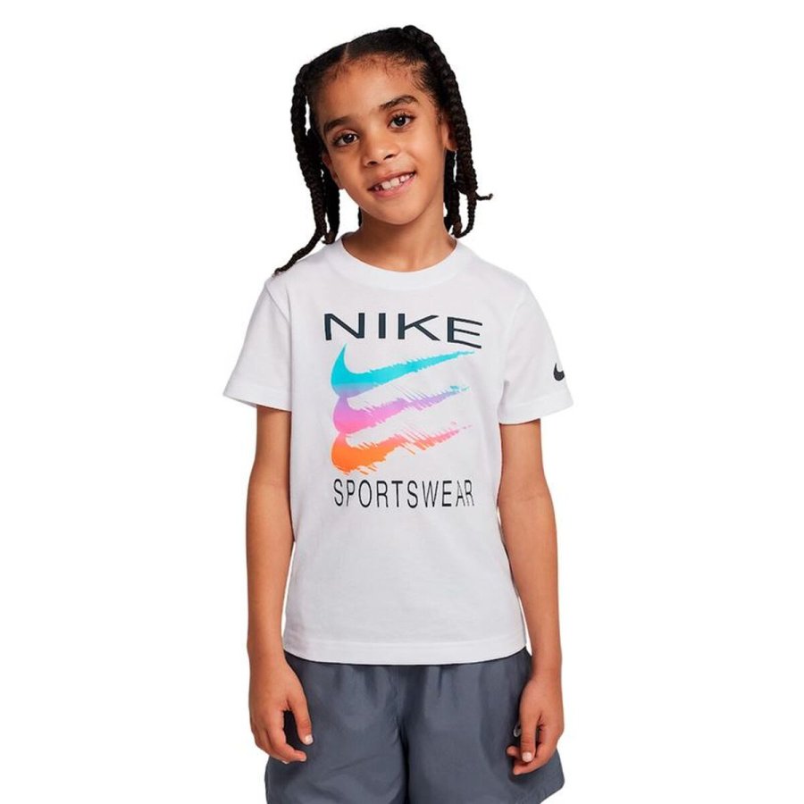 B�rne Kort�rmet T-shirt Nike Sportswear Swoosh Hvid #1