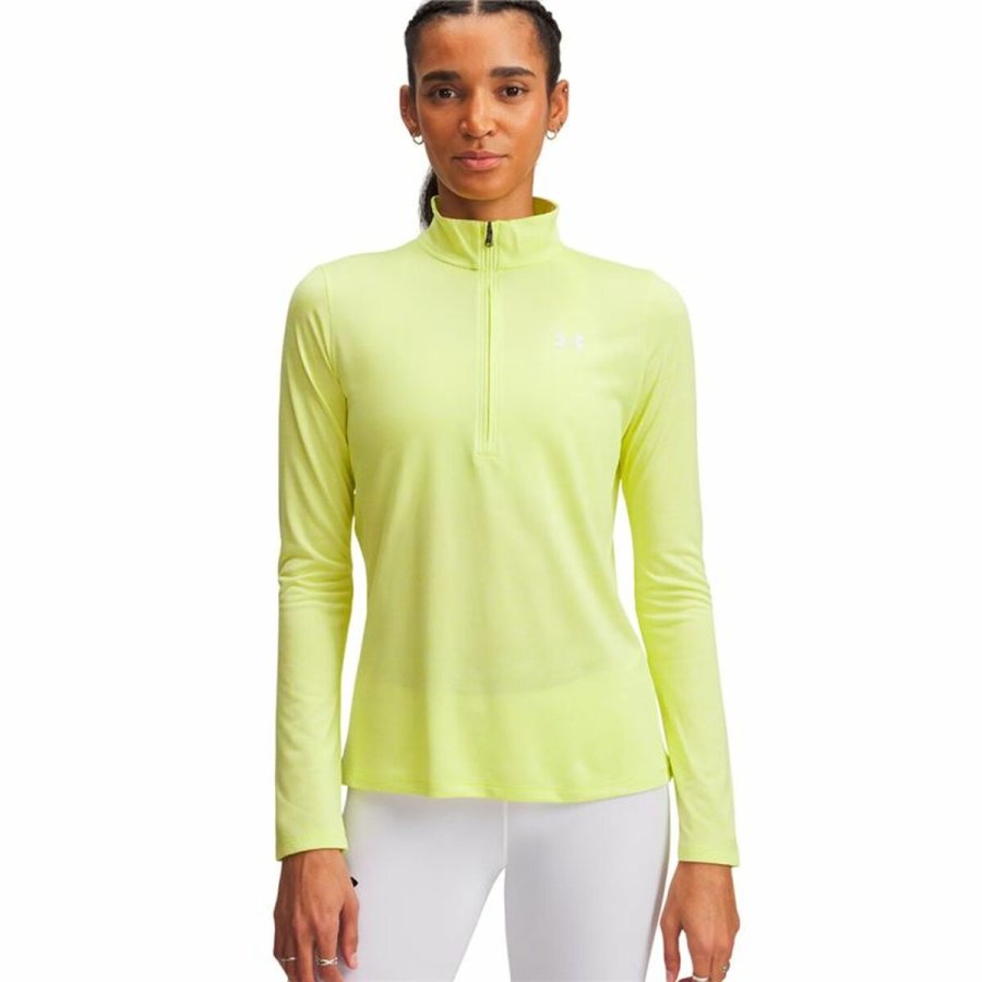 Kvinde Langrmet T-Shirt Under Armour Tech 1/2 Zip Gul #1