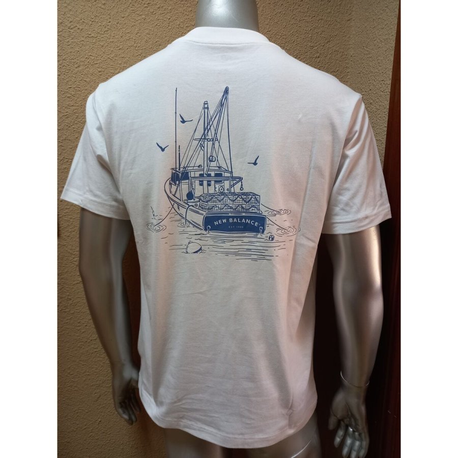 Kort�rmet T-shirt til M�nd New Balance LOB BOT SS MT51923 WT Hvid #2