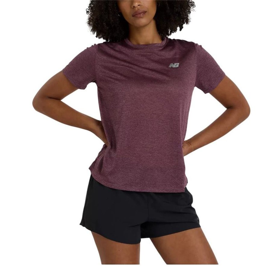 Kort�rmet T-shirt til Kvinder New Balance Blomme #1
