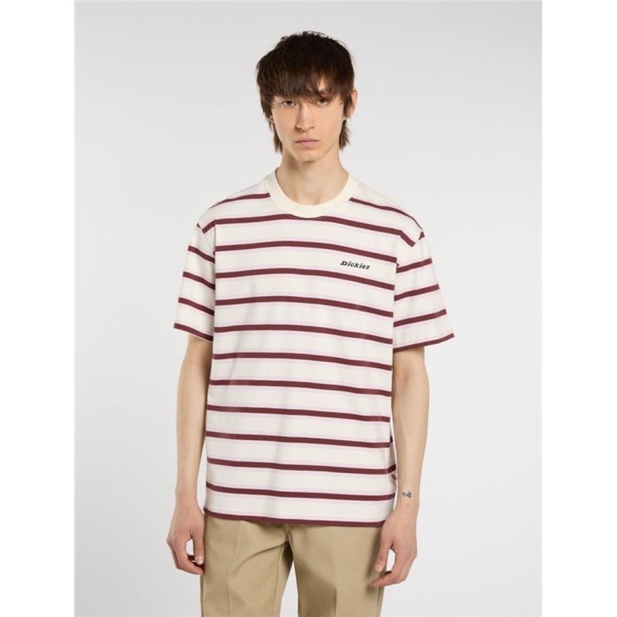 Kort�rmet T-shirt til M�nd Dickies York Stripe Ss Hvid #4