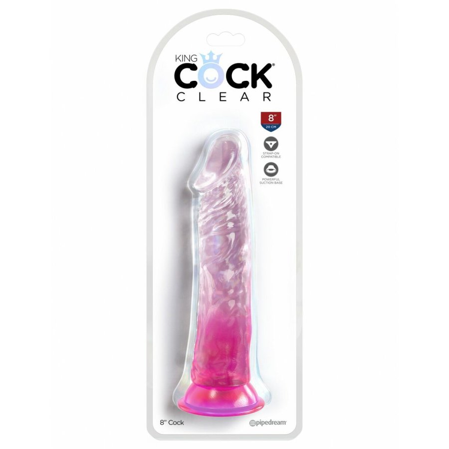 Realistisk Dildo Pipedream King Cock Clear TPE Pink #3