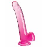 Realistisk Dildo Pipedream King Cock Clear TPE Pink #1
