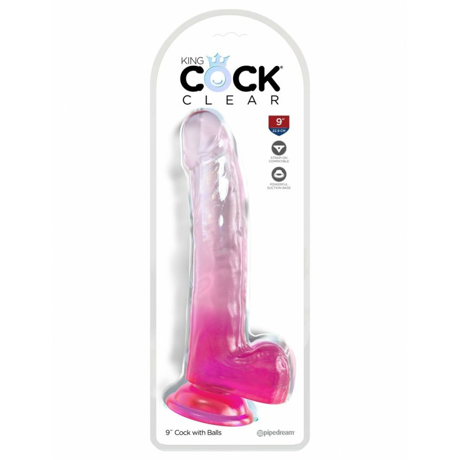 Realistisk Dildo Pipedream King Cock Clear TPE Pink #3