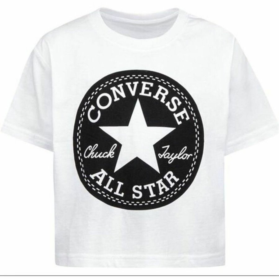 B�rne Kort�rmet T-shirt Converse Hvid #1