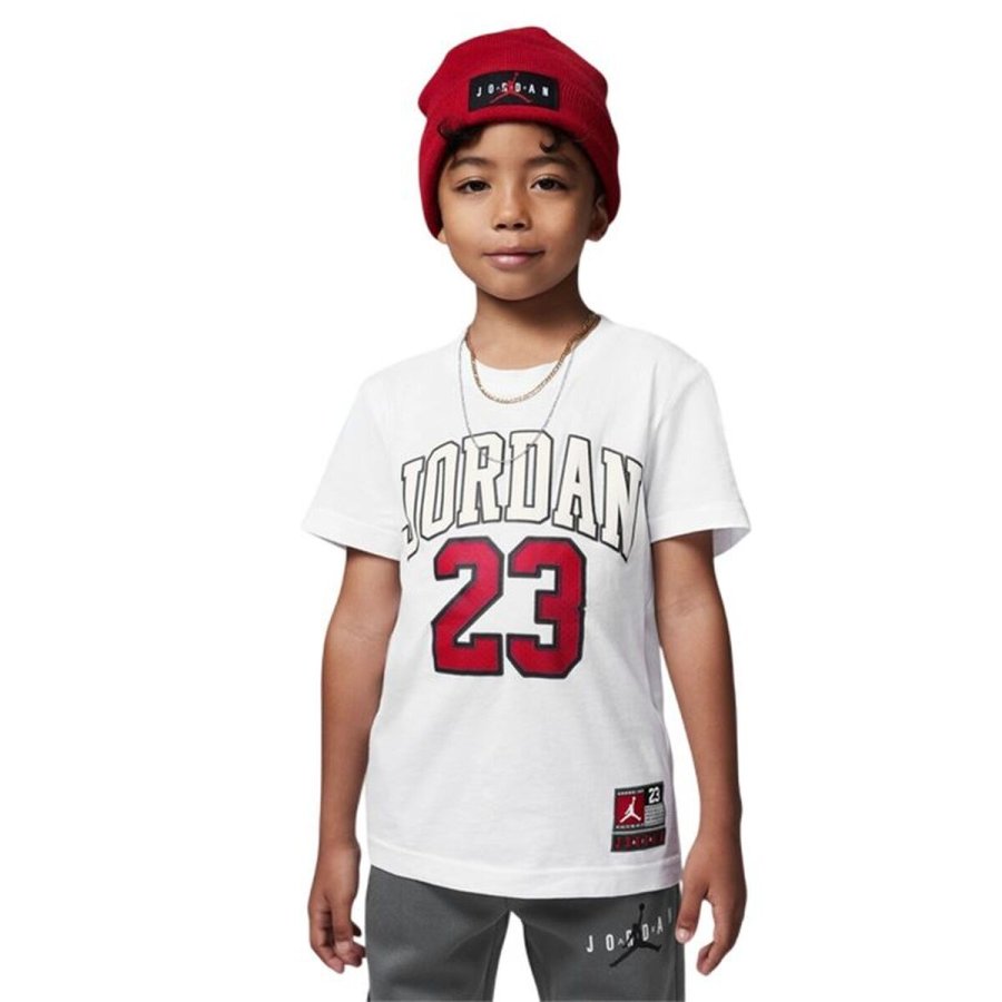 B�rne Kort�rmet T-shirt Jordan Practice Flight Hvid #3