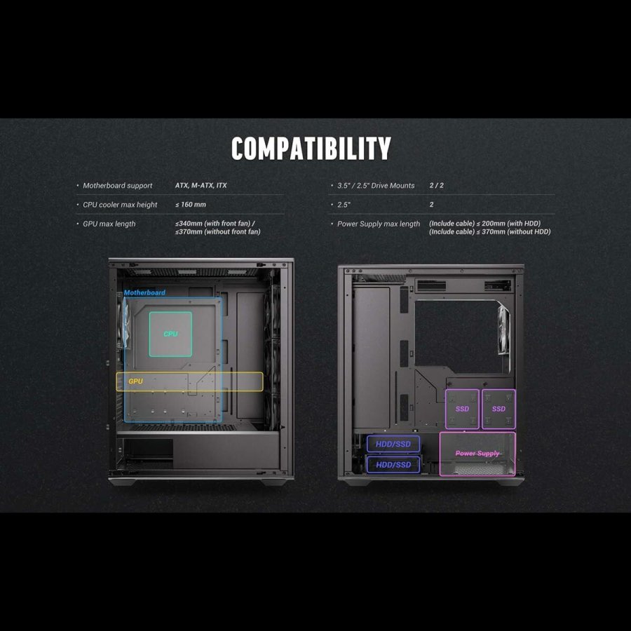 ATX Semi-t�rn kasse Antec AX85 ARGB Sort #2