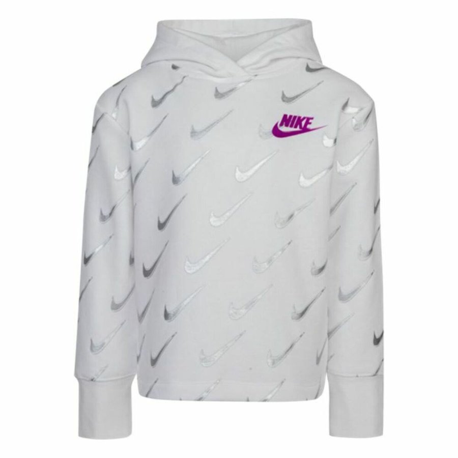 Sweatshirt til Brn Nike Printed Fleeced Hvid #1