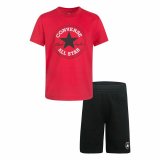 Sportstj til Brn Converse Core Tee Ft Short Sort Magenta #1