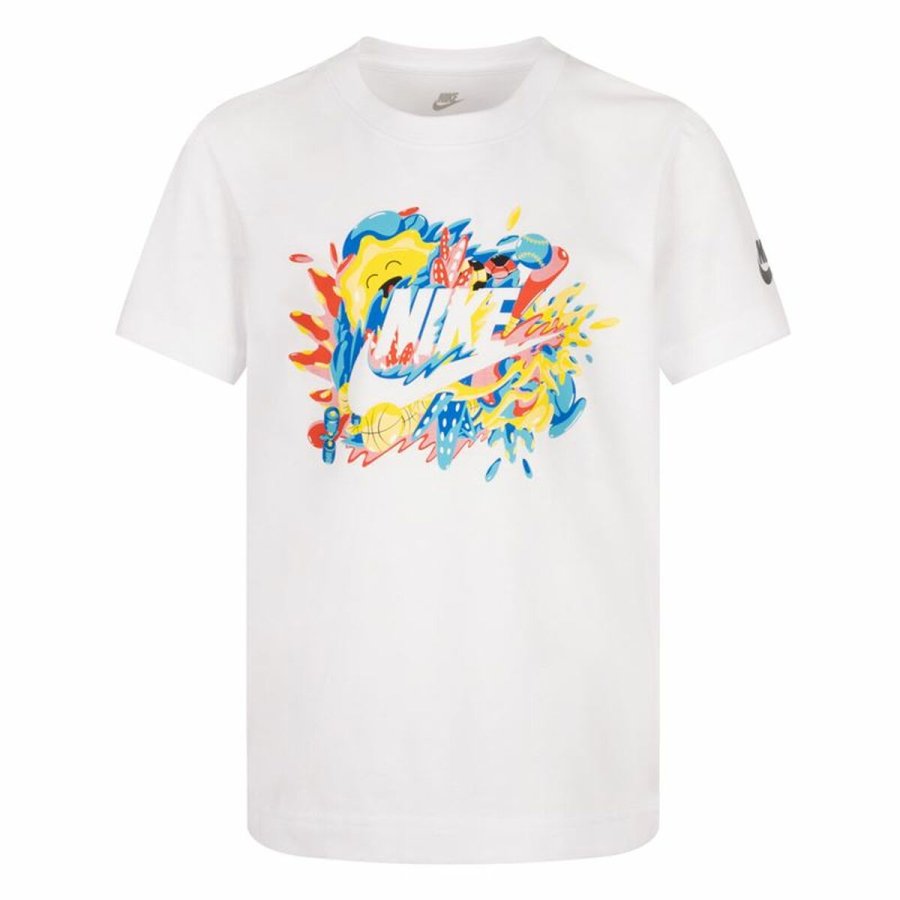 Brne Kortrmet T-shirt Nike Sport Splash  Hvid #1