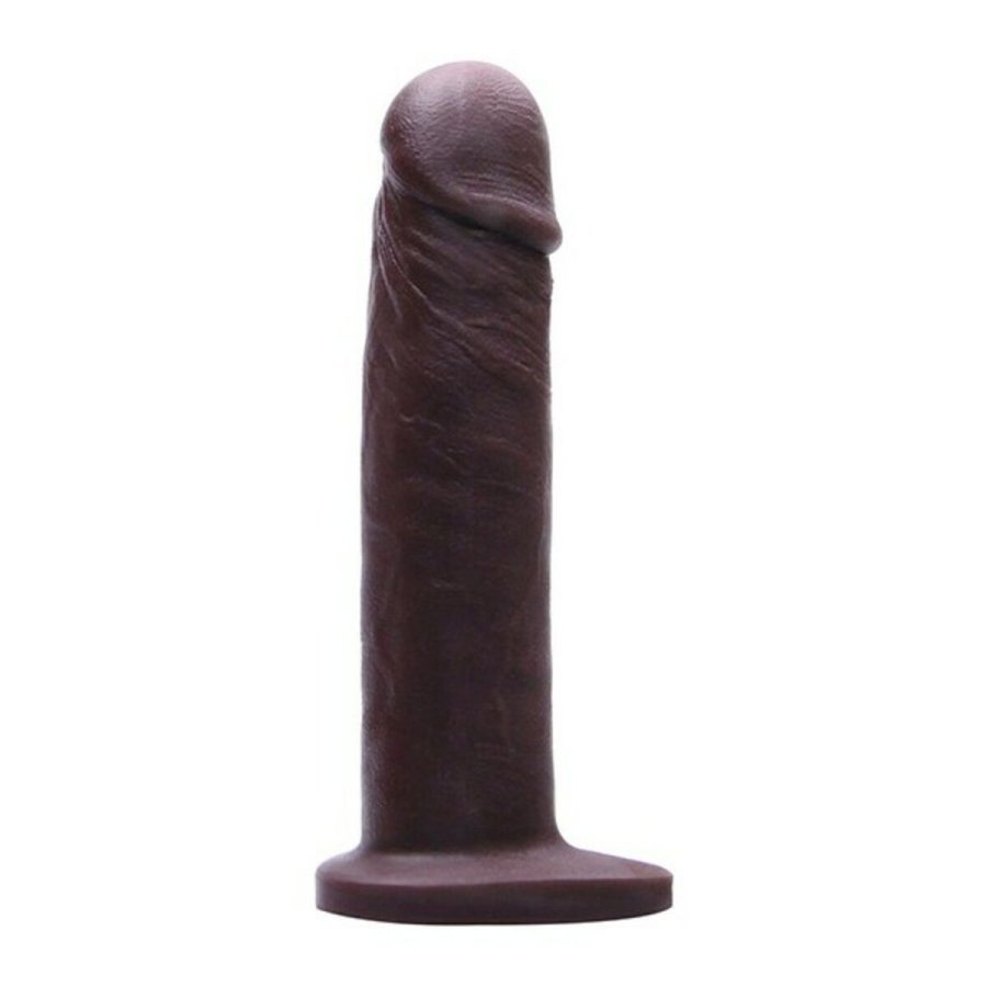 Realistisk Dildo Tantus Vibrator Med relief Silikone Mrkebrun #1