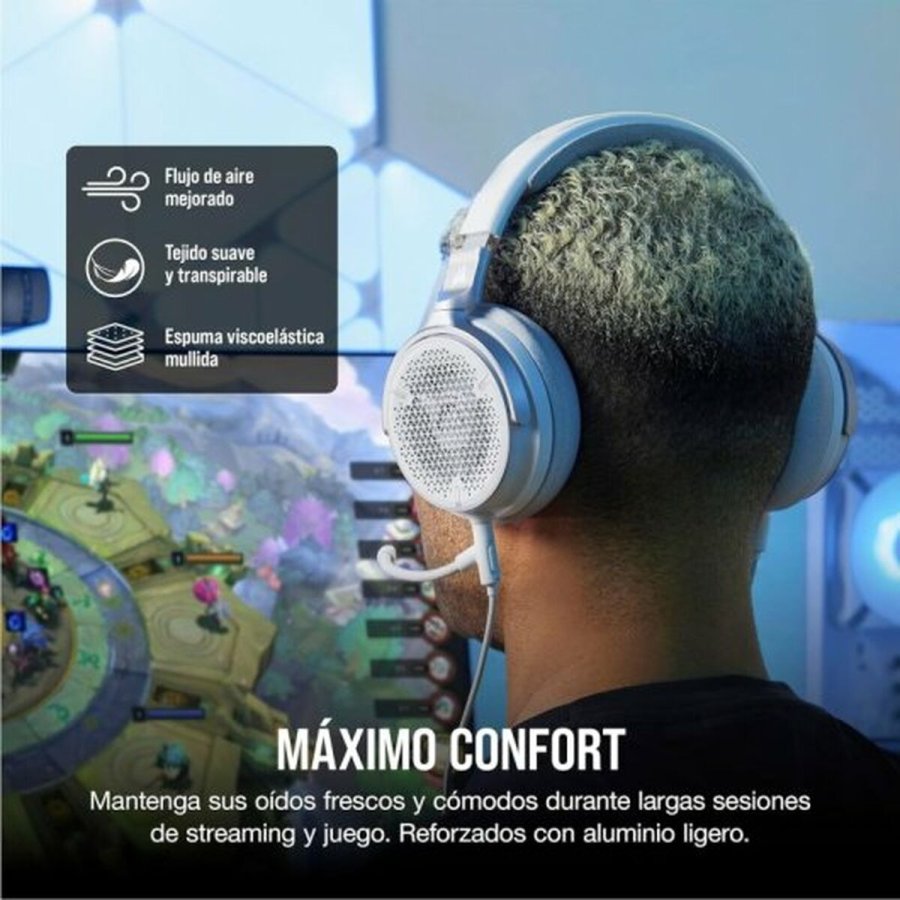 Hovedtelefoner med mikrofon Corsair Hvid #6