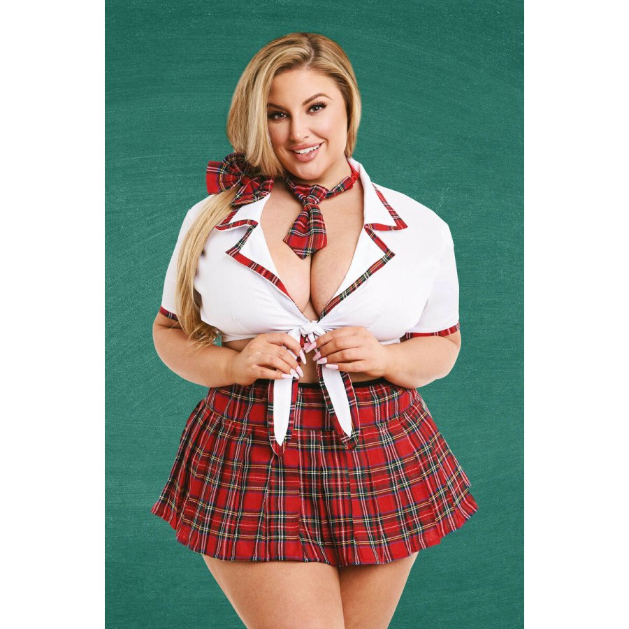 Erotisk Kostume Teachers Pet School Girl R�d Queen size #2