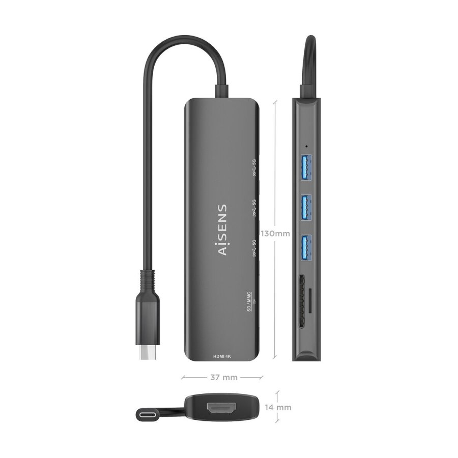 USB Hub Aisens USB-C DOCK 6 EN 1 Gr #5