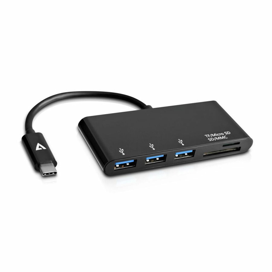 USB Hub V7 V7UC3U-HUB-BLK-1N Sort #1