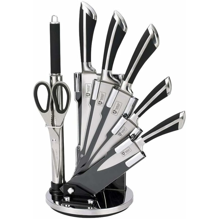 St med kkkenknive og holder Royalty Line Slvfarvet Rustfrit stl 15 x 15 x 35 cm #1
