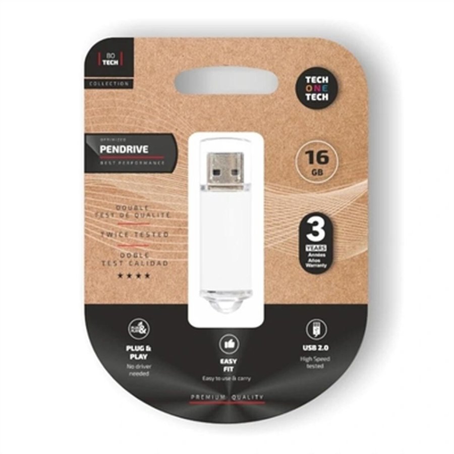 USB-stik Tech One Tech Basic Hvid 16 GB #1