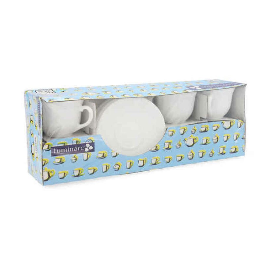 Set med kopper og underkopper Luminarc Trianon (6 pcs) Hvid Glas 220 ml (12 Dele) #1