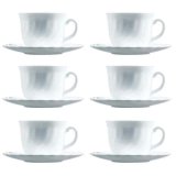 Set med kopper og underkopper Luminarc Trianon (6 pcs) Hvid Glas 220 ml (12 Dele) #4