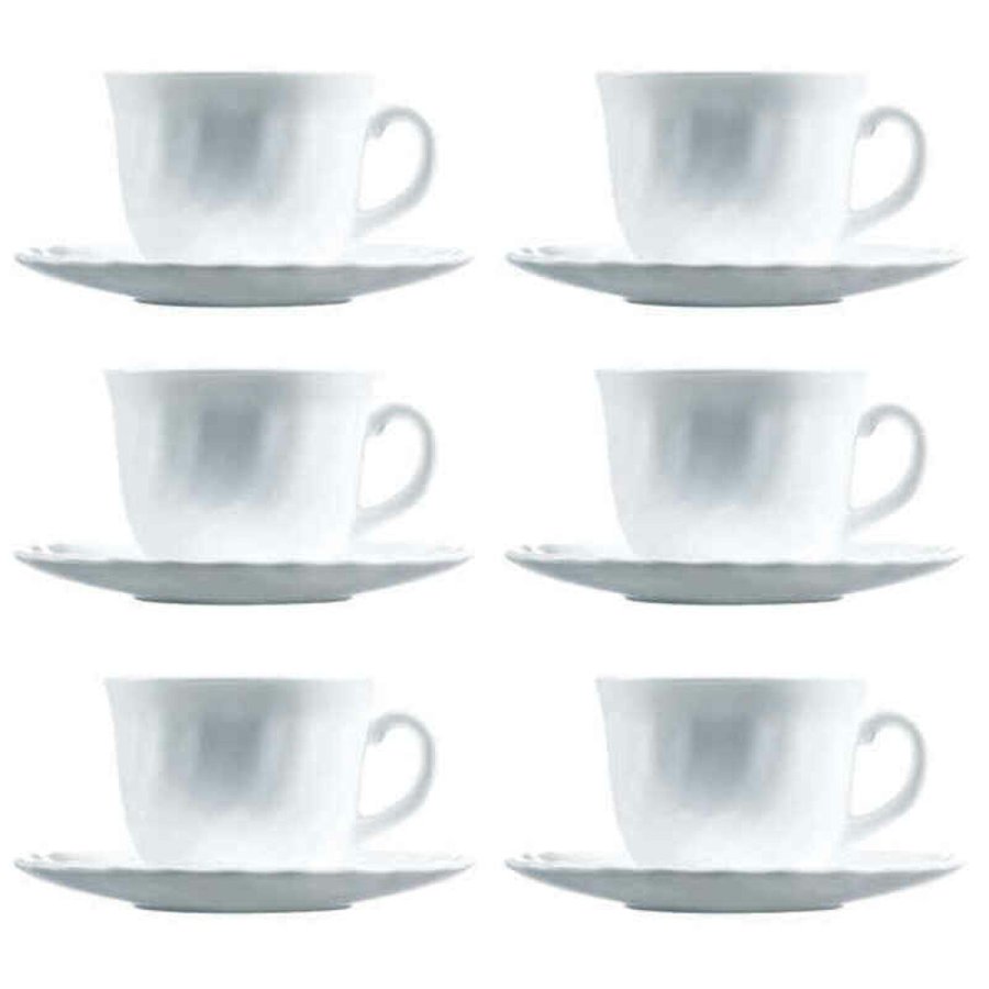 Set med kopper og underkopper Luminarc Trianon (6 pcs) Hvid Glas 220 ml (12 Dele) #4