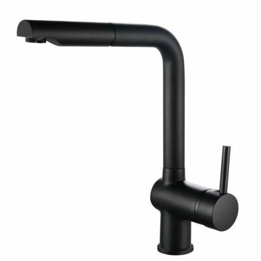 Hane med blandingsbatteri Rousseau 4060541 Sort Rustfrit stl Kobber Rektangulr #1